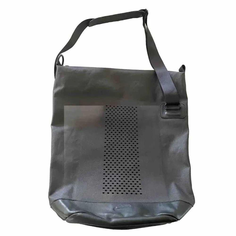 NIKE Perforated Messenger Bag Bucket Bag Black‎ Coated Canvas